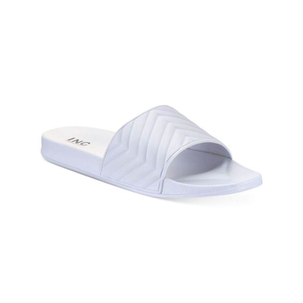 INC Mens White Quilted Xander Open Toe Slip On Slide Sandals Shoes 11 M